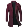 Cappotto invernale da uomo in lana Cappotto trench medio-lungo Classico business tinta unita ispessimento Moda uomo Giacca in lana Capispalla 211122