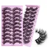 Mão feita reutilizável Curling Curling Fake Eyelashes Extensões Soft Vivid Natural Longo Espesso 3D Monk Lashes Multicamadas com Bandeja Pink 10 Modelos DHL Eyes Maquiagem Acessório