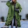 Зима повседневная сдача воротника с шаблоном пальто женские элегантные ретро напечатанные кардиган пальдиган осень смесь шерсть длинная верхняя одежда Mujer 21130