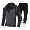 Dresy męskie Patchwork Marka Sportswear 2 sztuki Zestawy + Spodnie Zipper Bluza z kapturem Mężczyzna Streetwear Casual Kurtki 210806