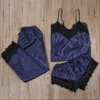 Mulher sexy cetim vintage sling sleepwear lingerie lace v-pescoço camisole pijamas femmes underwear sem costura 210830