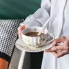 Juego y café de cerámica Pastoral nórdica creativo Simple tarde inglés negro té taza de calabaza platillo