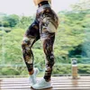 Moda Baskı Tayt Kadın Ince Spor Yüksek Bel Elastik Egzersiz Spor Koşu Pantolon Ganimet Push Up Legging 211204