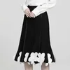 Hit Color Patchwork apliques saia para mulheres cintura alta elegante bodycon plissado midi saias femininas moda primavera 210531