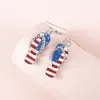 Оптовая торговля американский флаг мода стиль ушной крючок ювелирные изделия женщины национальные эмали тапочки формируют свисающие серьги США флагом серьги q0709