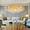 Ljuskronor Nordic Luxury Gold Living Room Glänsande K9 Crystal Chandelier Fixture 60 / 80cm LED Belysningsinredning för sovrumsduksaffär