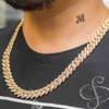 12mm Prong Cuban Link Choker Full Iced Out Chain Dad Smycken X0509