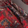 BLSQR Elegant Lapel Paisley Print Dress Retro Red Belt Design Holiday Autumn Women Chic Party 210430