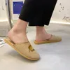 Ladies Slippers Shoes Women Slides Beach Flip Flops Summer Weave Brand Flower Low Cover Toe Flat Casual Big Size 35-45