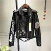 LY VAREY LIN Giacche da motociclista da donna Cappotti con stampa in ecopelle Giacca da motociclista con rivetto nero Streetwear Zipper UP Epaulet Outwear 210526