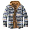 Vintage Plaid Printed Patchwork Coat Men Winter Long Sleeve Warm Thicken Outerwear Mens Zipper-up Jacket Fashion Streetwear 211204