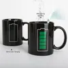 Termometro per tazza che cambia colore della batteria magica Tazza da caffè in ceramica nera sensibile al calore Regali di promozione della Creative Corporation