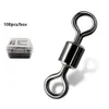 100pcs/box Fishing Barrel Bearing Rolling Swivel Solid Ring LB Lures Connector 18 Size Fish Tackle Accessories Tool