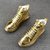 New Gold Designer Mens Sier High Tops Plateforme Chaussures décontractées Flats Male Rock Prom Sports Sneakers Locs Zapatos Hombre F3B1