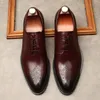 كبيرة الحجم EUR45 أسود / براون / النبيذ الأحمر أحذية الأعمال جلد طبيعي أوكسفورد أحذية الزفاف أحذية رجالي اللباس