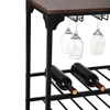 US StockMax Rustic 40 Flaschenhalter Küche Esszimmer Metallboden Freistehende Weinregaltisch mit Glashalter, 5-Tier-Flasche A30