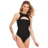 Summer Women Black Tank Bandage Bikini Bodysuits Sexy Hollow Out Mini Club Runway Party Bodycon Rompers 210423