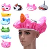 Banyo aksesuar seti 1 adet su geçirmez PVC elastik spa duş şapkası banyo aksesuarları saç kapağı koruyucu şapkalar karikatür hayvan