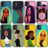 Modeontwerper Telefoon Gevallen voor iPhone 13 Mini 12 11 PRO MAX XR XS 7/8 Plus Luxe Bescherming Shell All-InclusiveCellphone Cover Black Girl Case