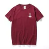 T-shirty męskie Nowy moda szatan do góry nogami Krzyż Zabawny T Shirt Bawełniany krótkie koszulki z krótkim rękawa