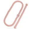 12MM Square Shaped Cuban Link Chain Necklace Iced Out Pink Zircon Charm Bling Jewelry for Women