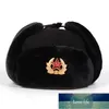 Sovjet Armé Militär Badge Ryssland Ushanka Bomber Mössor Pilot Trapper Aviator Cap Winter Faux Fur Earflap Snow Caps Hat Fabrikspris Expert Design Kvalitet