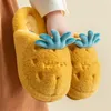 Winter House Fur Slipers Women Cute Cartoon Fruit Couples Plush Shoes Non-slip Pineapple Avocado Indoor Ladies Fluffy Slippers Y1120