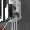 ONEUP Portaspazzolino da parete con coperchio magnetico Dispenser per dentifricio spremiagrumi Set di accessori da bagno multifunzione 210322