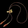 Miage Ethnische handgefertigte Keramikglasur Perle Frucht Antike Bronzefarbe Federn Blätter Pullover Halskette Frauen Mode Accessoire