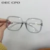 Oversized Square Glasses Kvinnor Mode Rensa Lensramar Retro Plast Optisk Glasögon Ram Lady O884 Solglasögon