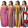 Nieuwe 3xl 4xl dames maxi-jurken plus maat gestreepte uiteinden uit één stuk jurk Casual slip losse vloer lengte rokken sexy strandkleding zomerkleding grotere maten lange rok dhl 4979