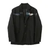 IDEFB / Męska nosić jesień zima druk duży rozmiar czarny blazery moda pojedyncza breasted All-pasuje luźny garnitur dla mężczyzn 9Y4050 210524