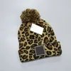 Leopard Knitted Hats Pom Fur Ball Beanies Women Winter Warm Wool9579285
