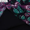 Zevity Donna Vintage Colletto alla coreana Stampa floreale Mini abito in chiffon Lady Chic Pieghe Manica a sbuffo Casual Ruffles Vestido DS4745 210603