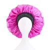 Extra stor Fashion Rhinestone Solid Color Wide Beanie Cap Elastic Band Satin Bonnet Kvinnors Headwear Night Sleep Hair Care Hat