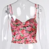 Sexy Y2K Floral Printed Camisole Harajuku Chinese Style Punk Street Basic Tube Zipper Corsets Vest Bra Top E-girl Tank 210517