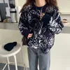 Alien Kitty Chic Kvinnor Oregelbundet Fashion Retro O-Neck Knitwear Floral Printing Sweater Soft Koreanska Pullovers Top 210917