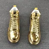 New Gold Designer Mens Sier High Tops Plateforme Chaussures décontractées Flats Male Rock Prom Sports Sneakers Locs Zapatos Hombre F3B1