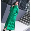 National Style Vintage Down Coat Women X-long White Duck Jacket Button Big Pocket Womens Warm winter Jackets D265 210512