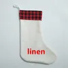 Wholesale Sublimation Christmas White Blank Socks Heat Transfer Santa Claus Gift Bag Plaid Christmas Stocking Gift Candy Bag Christmas Tree Pendant A12