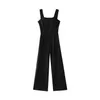 Elegante Strap Jumpsuit verão sem mangas casual salto terno aberto de volta perna larga perna longa macacão 210531