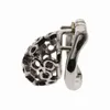 NXY Cockrings Porous Ventilation Stop Masturbation Lockable Cock Cage Lock Anello del pene Dispositivo di castità in acciaio inossidabile Bdsm Sex Toys for Men 0214