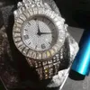 Łańcuch Link loded z kubańskiej bransoletki zegarek dla kobiet luksusowe złote zegarki Hip Hop Bling Mens Biżuteria
