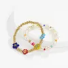 Set di braccialetti etnici in ceramica morbida Hamdmade per donne ragazze Kpop Y2K perline braccialetti con ciondoli a filo di perle gioielli per coppie