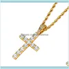 Necklaces & Pendants Jewelryhip Hop Cross Pendant Copper Micro Pave With Zircon Stone Necklace Jewelry For Men And Women Cn020 Chains Drop D