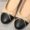 Ballet Flats Classic Shoes Women Basic Leather Tweed Cloth Two Color Splice Bow Round Ballet Shoe Fashion Flats Women Shoes 20101x11