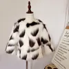 Jackor vinterflickor lyx varm shaggy faux päls kappa för barn 2-8 år tonåring jacka parka flicka ytterkläder mode leopard cardigan