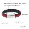 Europa-Stil, innovatives rotes und schwarzes zweifarbiges Edelstahl-Magnetverschluss-Lederarmband für Männer, Armreif Inte22