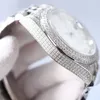 Zegarek z pełnym diamentowym mężem automatyczne zegarki mechaniczne 41 mm Srebrny pasek ze stali nierdzewnej dla mężczyzn Life Waterproof Wristwatch Fashion Na rękę