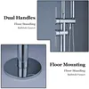 Messing Vloer Gratis Standing Kraan Enkele handvat Dual Control Koud Warm Water Mixer Tap Para Badkuip Douche Bad